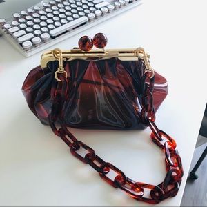 Elegant Brown Clutch with Gold Accents